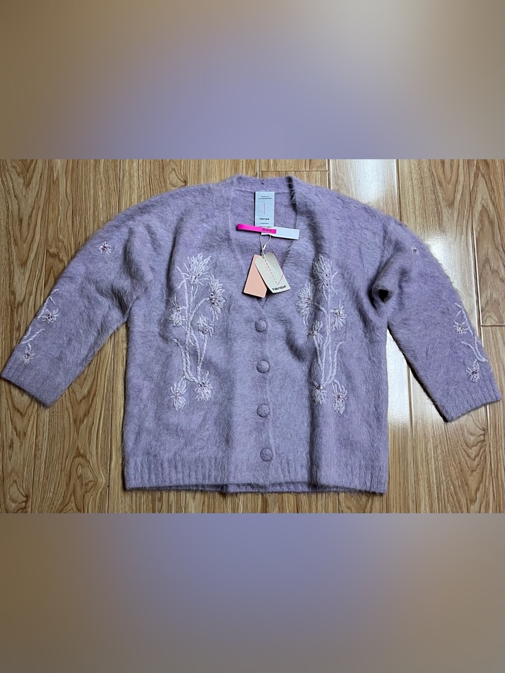 NWT* Fabrique Violet Hand Work Cereus Flora Cardigan in Alpaca Blend Knit | M
